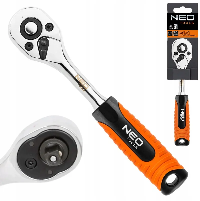 Serie - Ratelsleutel - 265 mm - Ergonomische Handgreep - 45-Tands Mechanisme by Neo Tools, Neutraal – product image
