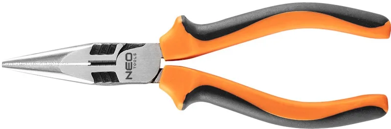 Serie - Rechte Lange Tangen - 160mm - Anti-slip Handgreep - Corrosiebestendig von Neo Tools, Metaalkleurig, Schwarz – Produktbild