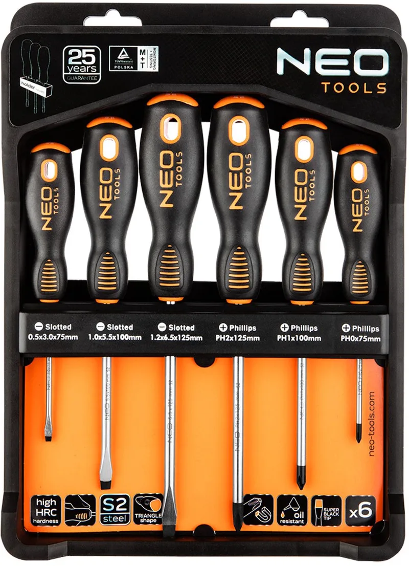 Serie - Schroevendraaier Set - 6 stuks - Magnetische Punt - S2 Staal von Neo Tools, Blau – Produktbild