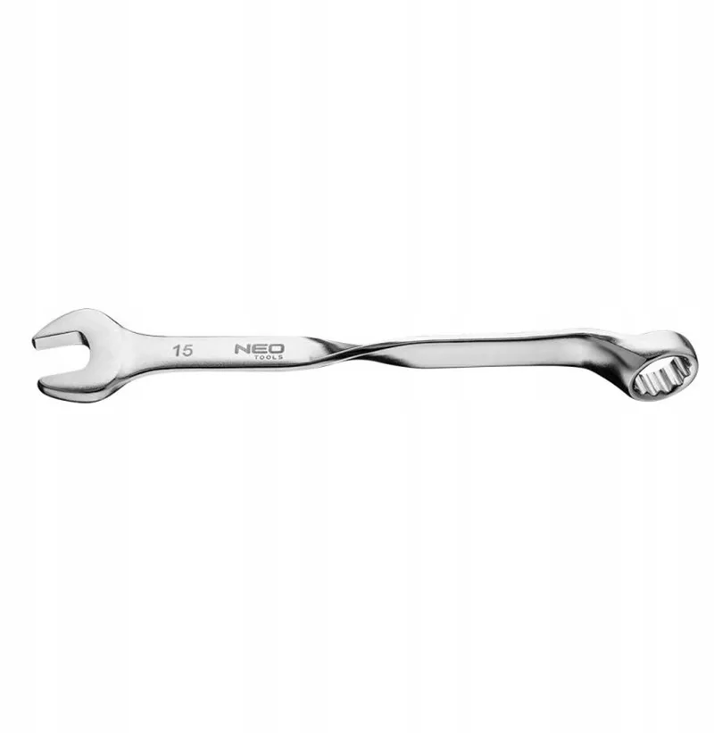 Steek/ringsleutel Gedraaid 15mm DIN 3113 CrV Staal TUV M+T de Neo Tools – image du produit