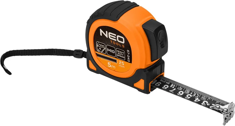 Super Black - Stalen Rolmaat - 5 m x 25 mm - Automatische Blokkeringsfunctie - Magneet de Neo Tools, Noir – image du produit