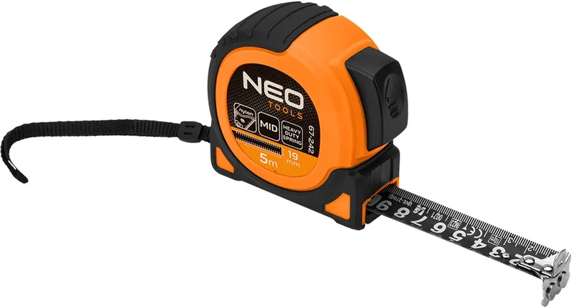 Super Black - Stalen Rolmaat - 5m - Auto Blokkeerfunctie - Magnetisch - Twee Stopknoppen von Neo Tools, Schwarz – Produktbild