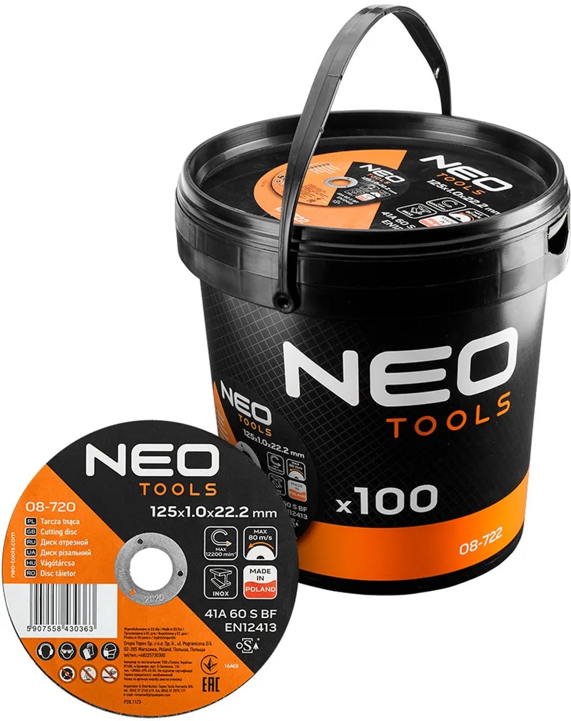 TOOLS 08-722 - Doorslijpschijf - 125mm - Metaal/INOX - 100 stuks by Neo Tools – product image