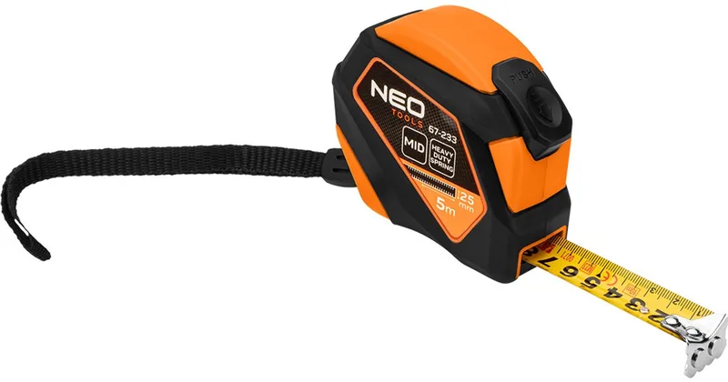 TOOLS 67-233 - Stalen Rolmaat - 5m x 25mm - Automatische Blokkade - Magneet de Neo Tools, Noir, Orange – image du produit