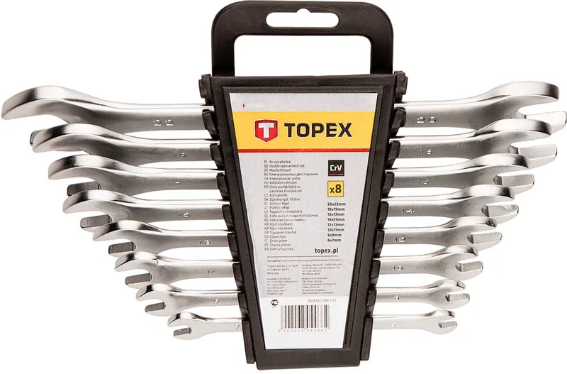 Topex Serie - Dubbele Steeksleutel Set - 6-22 mm - 8 Stuks - Chroom-Vanadiumstaal by Neo Tools, Silver – product image
