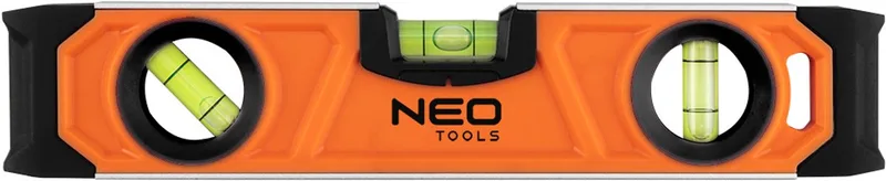 Torpedo Serie - Magnetische Waterpas - 230 mm - 3 Libellen - Versterkte Randen de Neo Tools, Orange, Zwart en zilver – image du produit