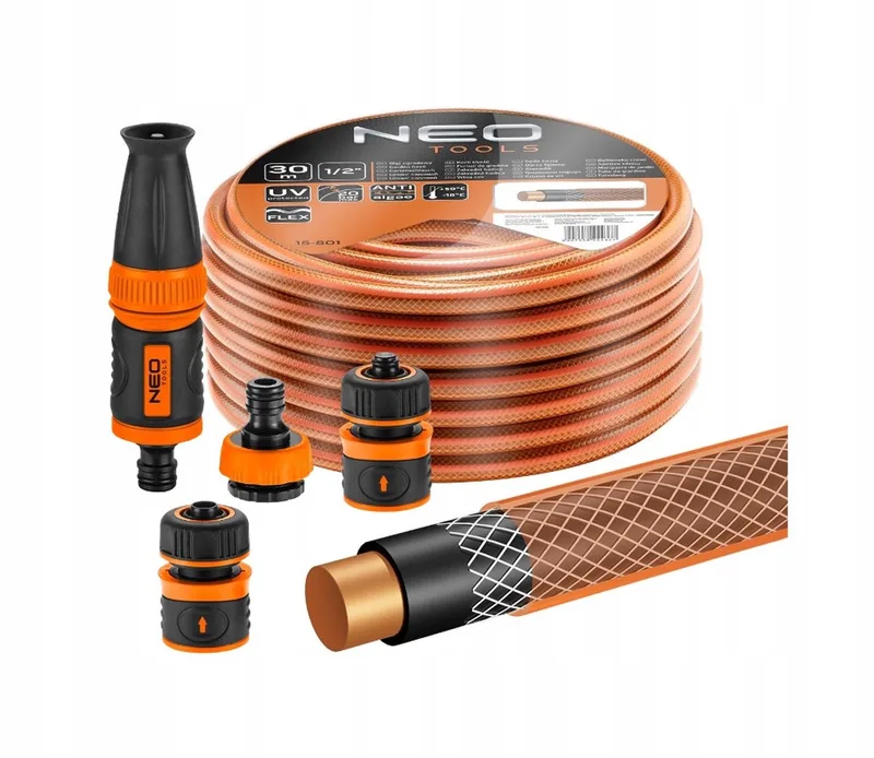 Tuinslang 30m 1/2" met sproeier en koppeling - NEO von Neo Tools – Produktbild