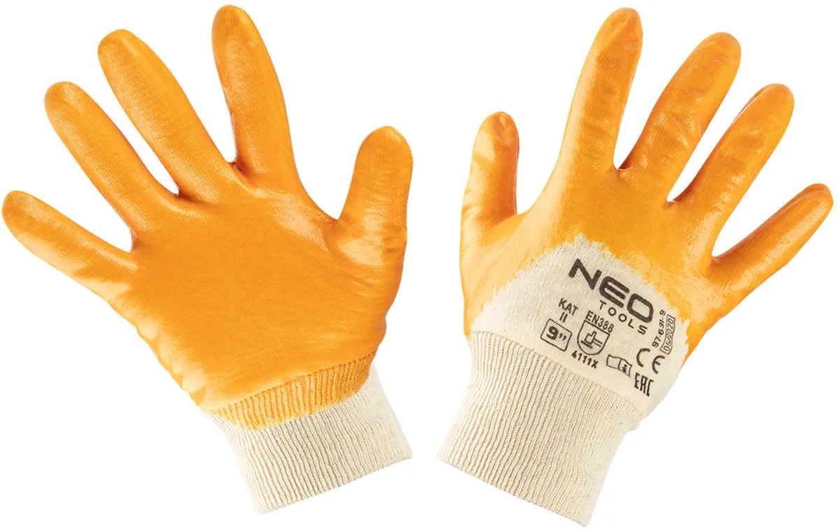 Werkhandschoenen - Katoen - Nitril de Neo Tools, Orange, 9 – image du produit