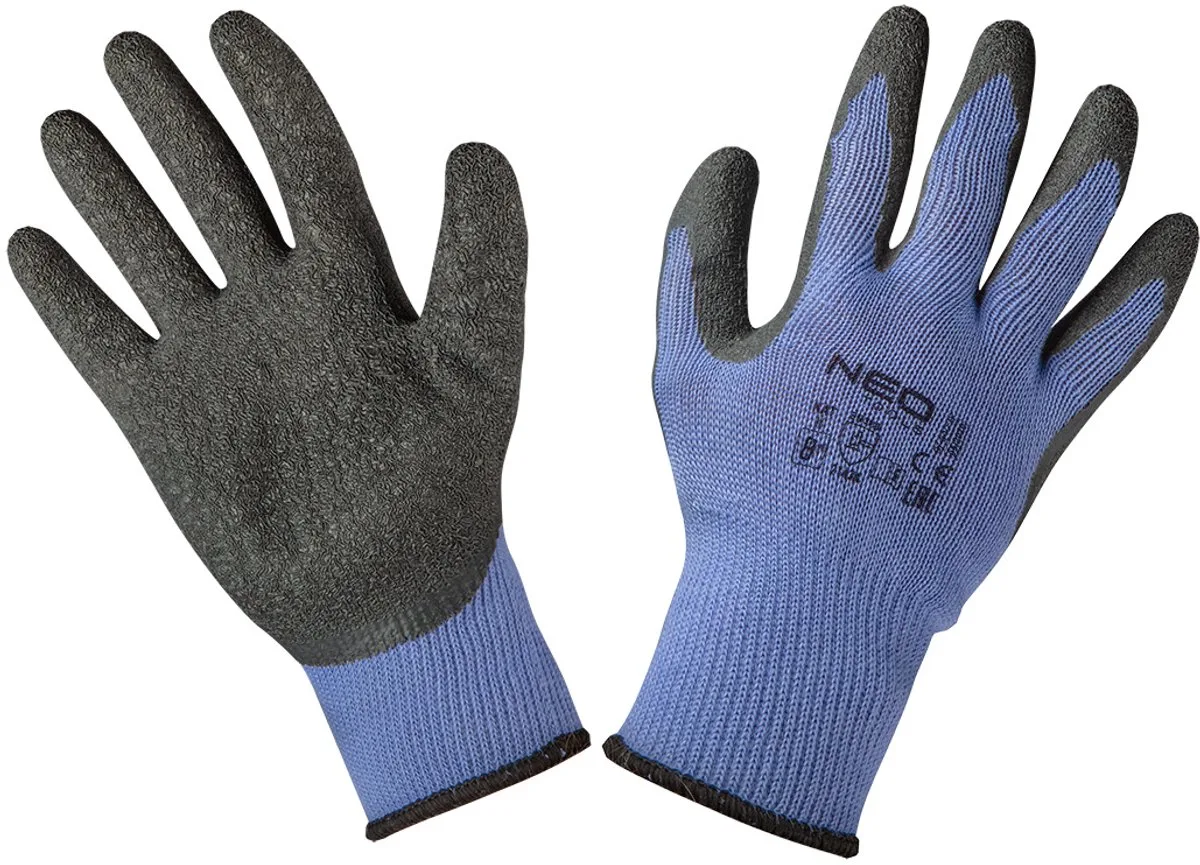 Werkhandschoenen - Polyester en Katoen - Latex Coating - CE-markering de Neo Tools, Bleu – image du produit