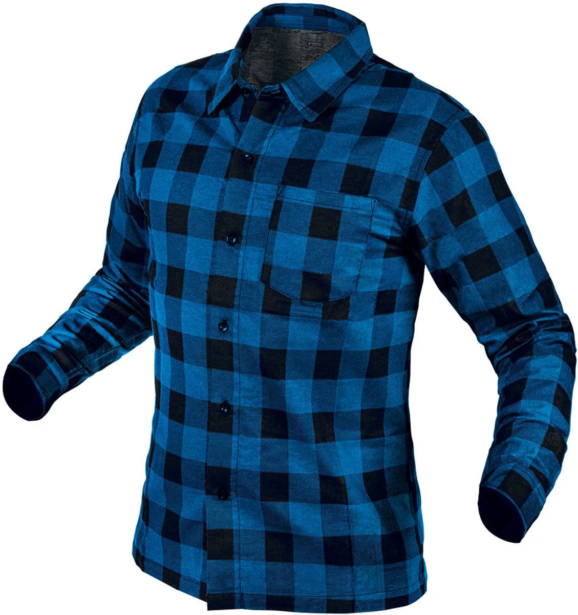 Werkkleding Flanellen Overhemd - XXL - Marineblauw - Met Borstzak fra Neo Tools, Marineblauw, Sort – produktbillede