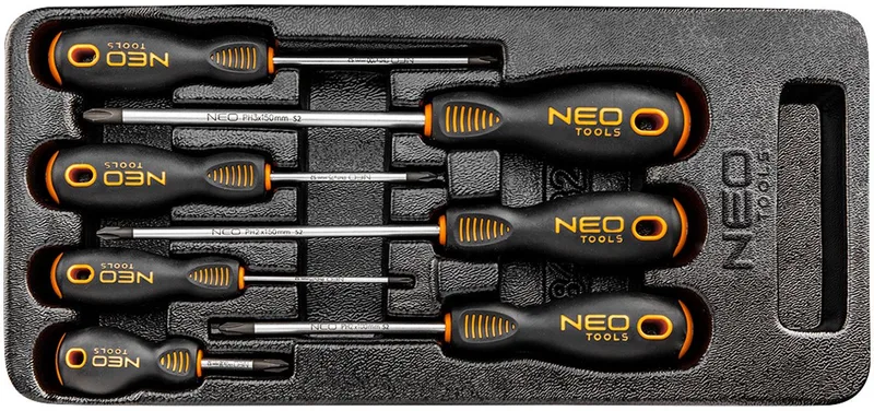 Wkrętak - Kruiskop Schroevendraaier - 7-delig - Magnetisch - Tweecomponenten Handgreep de Neo Tools, Bleu – image du produit