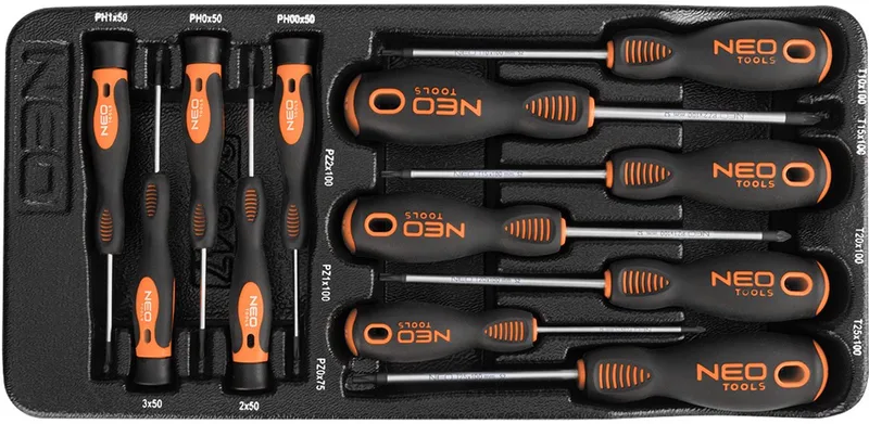 Wkrętaki - Schroevendraaier Set - 12 Stuks - S2 Staal de Neo Tools, Bleu – image du produit