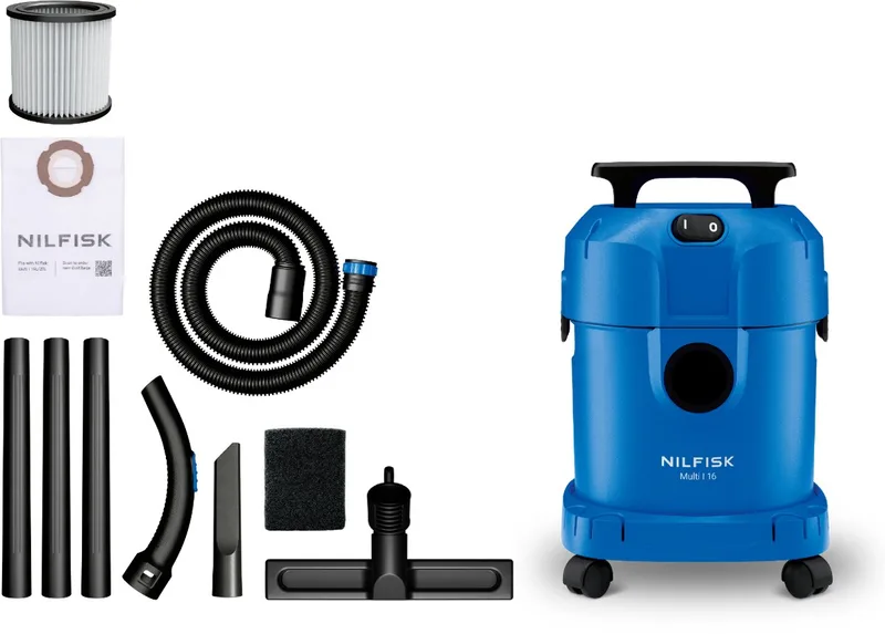 Multi I 16 Nat- & Droogzuiger 1100W - 16L Waterzuiger en Stofzuiger met Blaasfunctie - Voor Huis, Garage, Werkplaats & Auto von Nilfisk – Produktbild