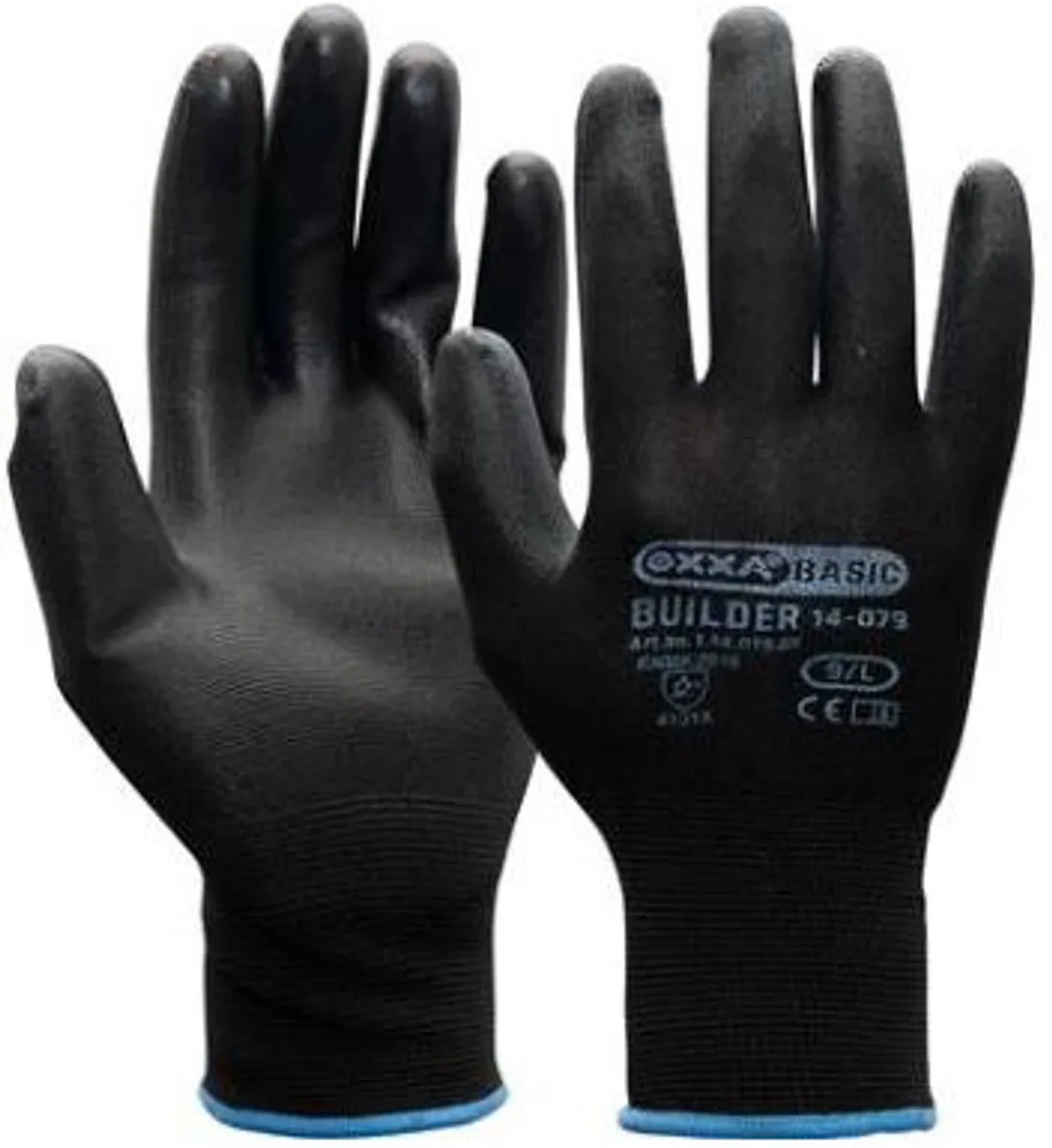 Builder 14-079 (Voorheen PU/polyester) 12 paar handschoenen Zwart XXL Oxxa - Zwart - PU/Polyester - Gebreid manchet - EN 388:2016 de OXXA, Noir – image du produit