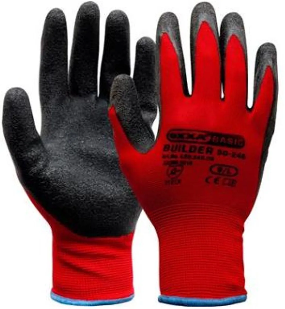 Builder 50-246 handschoen, 12 paar van OXXA, Zwart, Rood, XL – productafbeelding