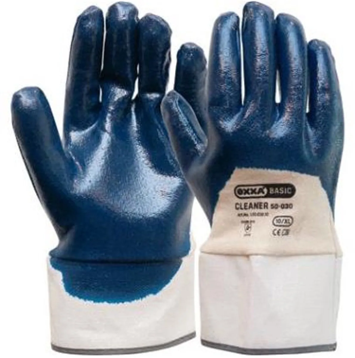Cleaner 50-030 handschoen 12 paar 10/XL Oxxa - blauw/wit - Nitril/Katoen - Kap - EN 388:2016 fra OXXA, Blå, Hvid – produktbillede