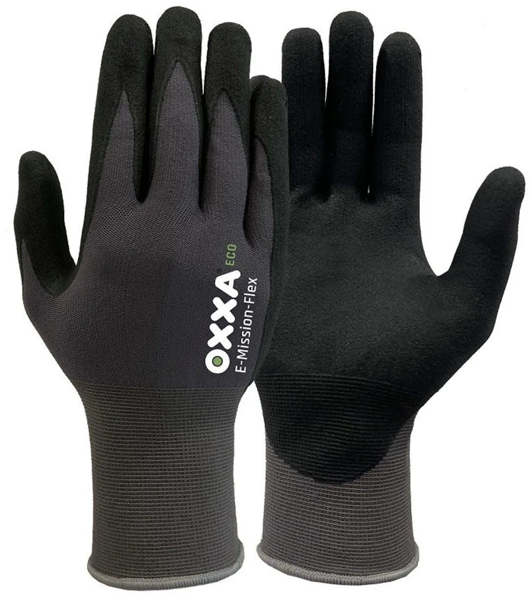E-Mission-Flex 52-200 handschoen - 1 paar L fra OXXA, Sort, Grå – produktbillede