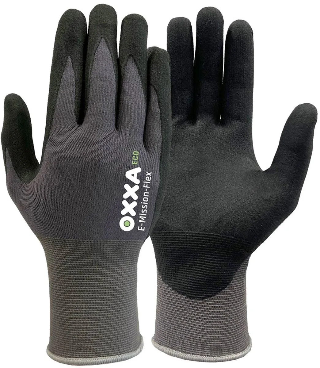 E-Mission-Flex 52-200 handschoen - 1 paar S fra OXXA, Sort, Grå – produktbillede