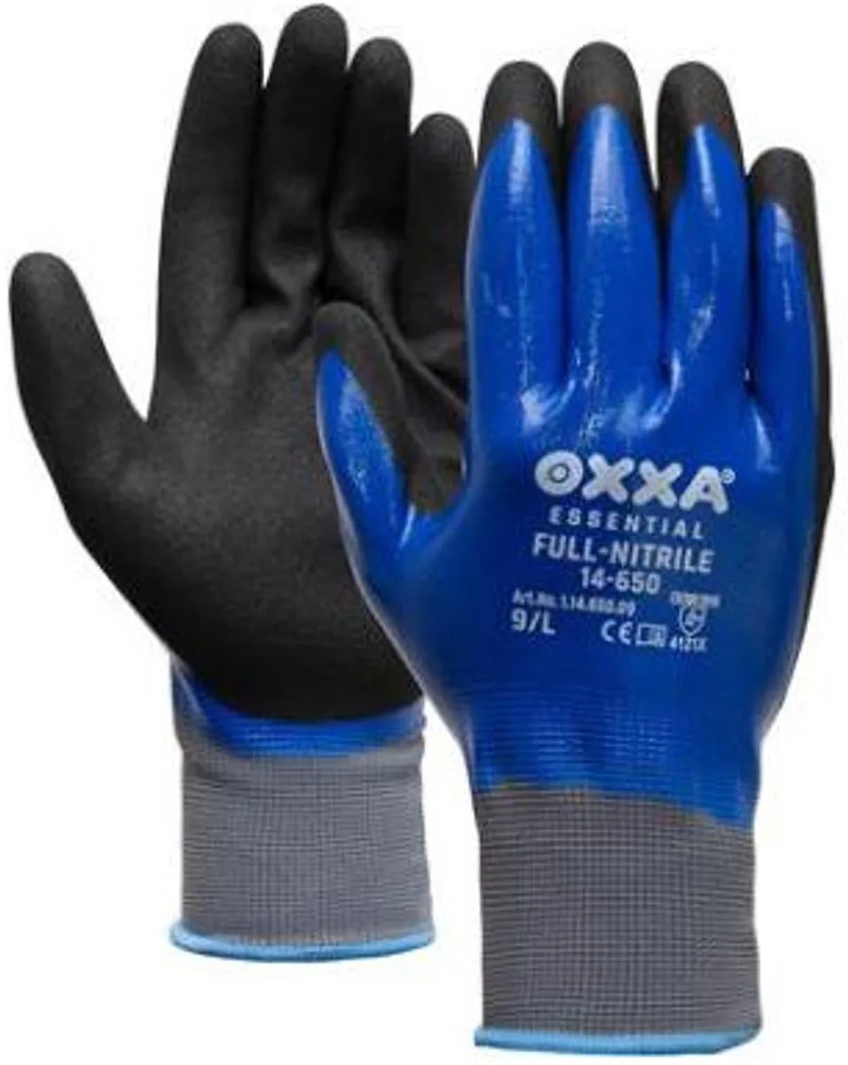 Full-Nitrile 14-650 - Werkhandschoen - Per paar de OXXA, Bleu, Noir, 10 – image du produit