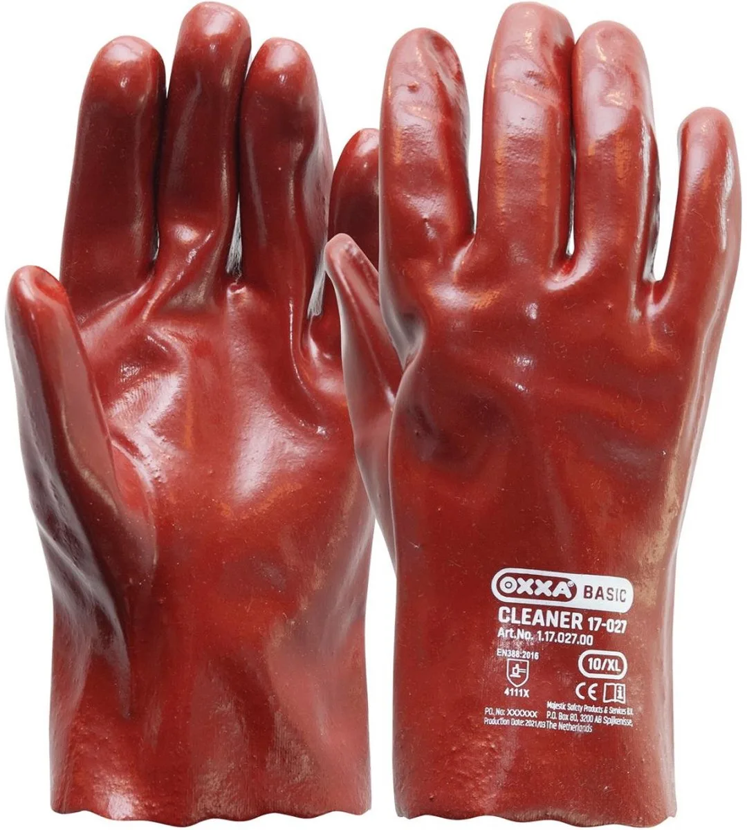 Handschoen PVC 27cm van OXXA, Rood – productafbeelding