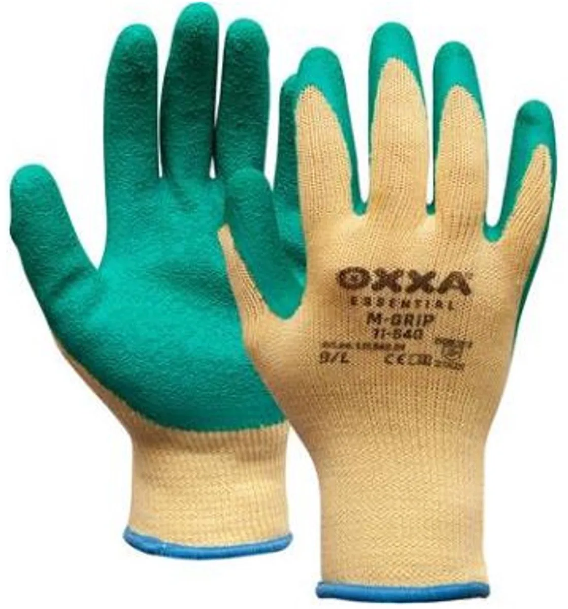 M-Grip 11-540 handschoen XS Oxxa - groen/geel - Latex/Katoen - Gebreid manchet - EN 388:2016 de OXXA, Vert, Blanc – image du produit