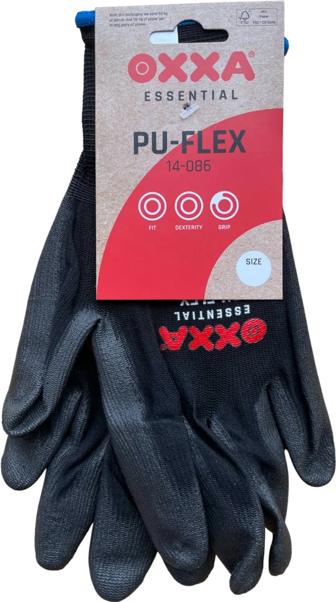 M-Safe Oxxa handschoen PU-Flex 14-086 Zwart - Set à 12 paar de OXXA, Noir, 9/L – image du produit