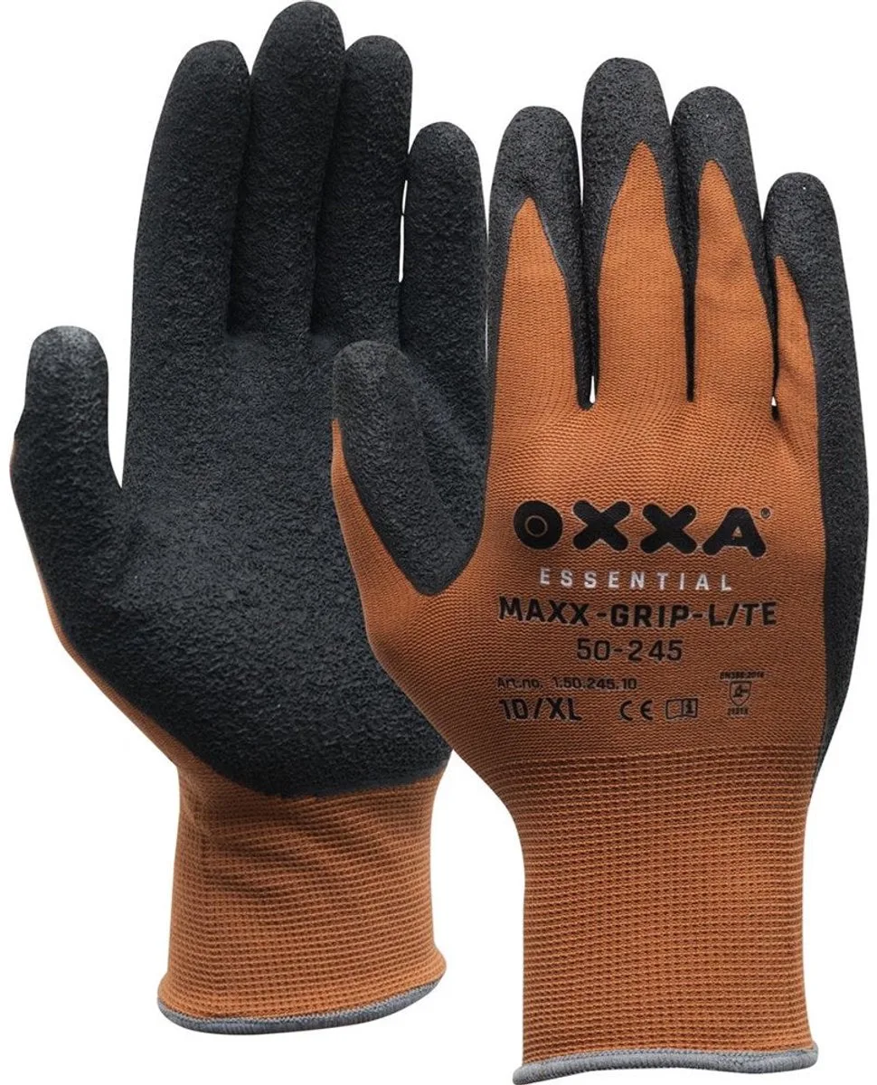 Maxx-Grip-Lite 50-245 handschoen XL/10 Oxxa - zwart/bruin - Latex/nylon - Gebreid manchet - EN 388:2016 de OXXA, Noir – image du produit