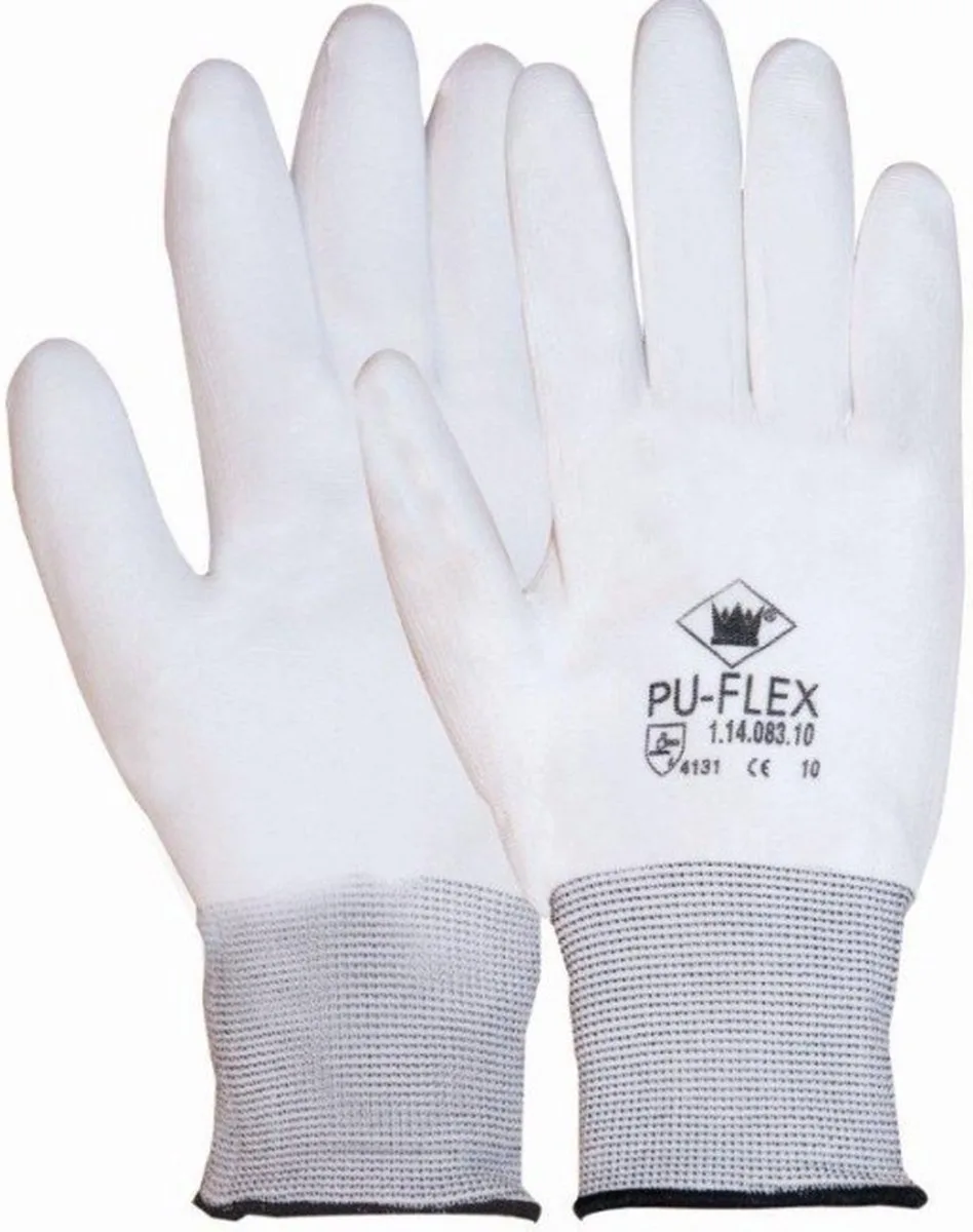 PU-Flex 14-083 handschoen L Oxxa - Wit/blauw - Polyurethaan - EN 388:2016 van OXXA, Wit – productafbeelding