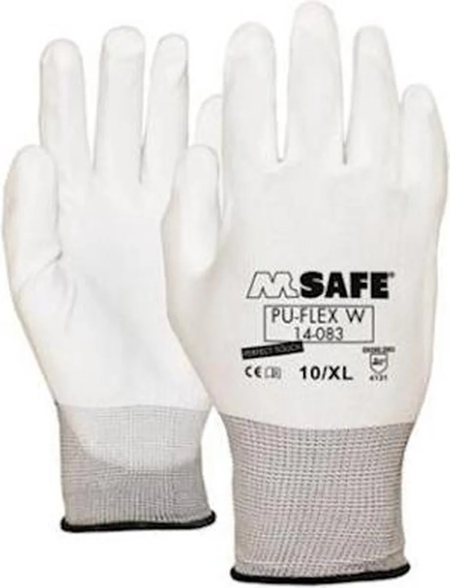 PU-Flex 14-083 handschoen S Oxxa - Wit/blauw - Polyurethaan - EN 388:2016 van OXXA, Wit – productafbeelding