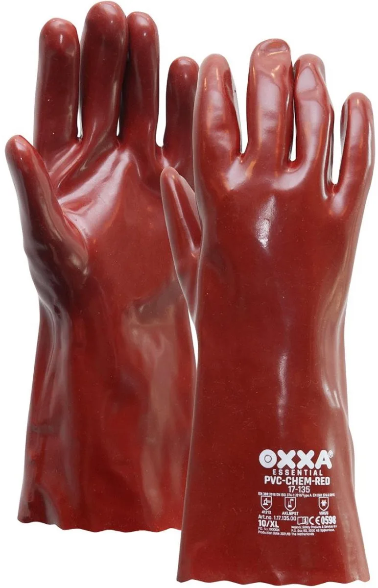 PVC-Chem Red handschoen, 12 paar 35 cm de OXXA, Rouge – image du produit