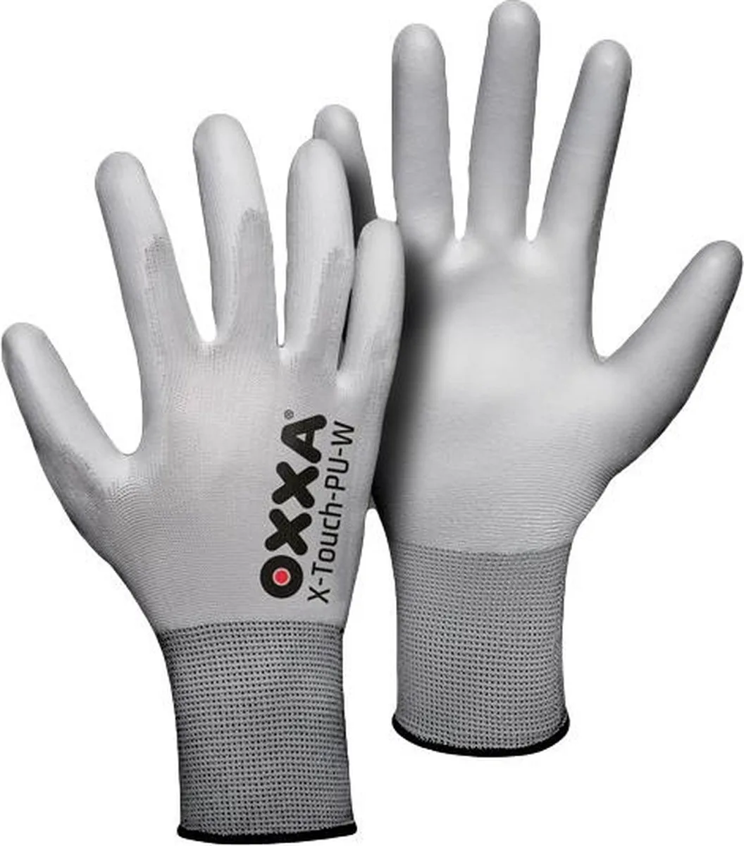 X-Touch-PU-W 51-115 handschoen 12 paar XL Oxxa - PU/Nylon - Gebreid manchet - EN 388:2016 von OXXA, Weiß – Produktbild