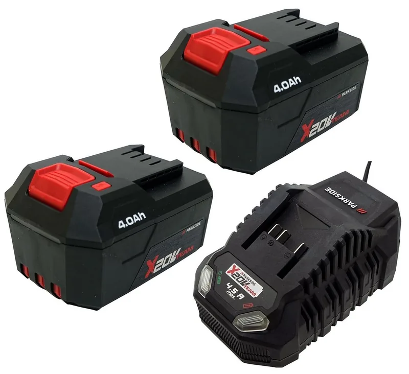 2X 4Ah Akku + 1x 4,5A Ladegerät 20V für die Serie X20V 4 Ah Akku-Set (20 V) de Parkside – image du produit