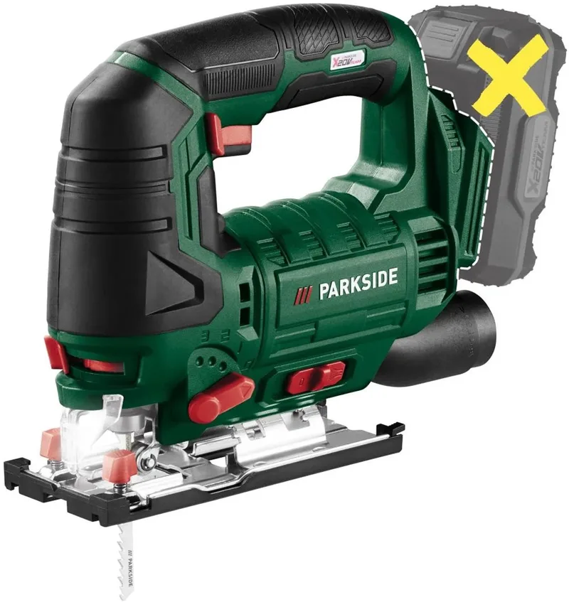 Accu Decoupeerzaag - 20 V - zonder accu en lader -Uit de serie PARKSIDE X 20 V Team - Slagfrequentie: 0–2700 spm - Slaglengte: 2 cm van Parkside – productafbeelding