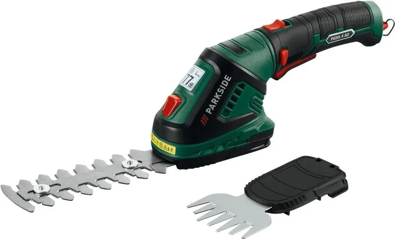 Accu-gras-/struikschaar - Accu: 4 V, 2,0 Ah - 2-in-1: voor perfecte gazonranden en getrimde struiken de Parkside – image du produit
