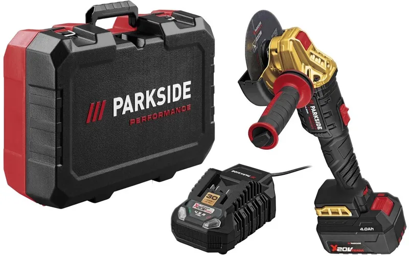 Accu Haakse Slijper 20 V - Met accu 4 Ah en Snellader 4,5 A - Limited Edition - Uit de serie PARKSIDE PERFORMANCE - Slijpschijf: Ø125 mm - Accu: 4 Ah - Inclusief accu en lader de Parkside – image du produit