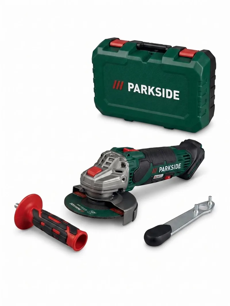 Accu-haakse slijper 20V zonder accu - Toerental: 2500-10000 tpm - Slijpschijf: Ø125 mm - Inclusief 1 doorslijpschijf metaal (Ø125 mm) en 1 tweegats montagesleutel von Parkside – Produktbild