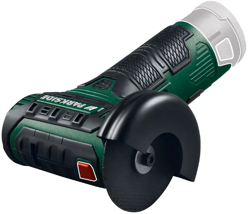 Accu-haakse slijpmachine 12V zonder accu - Geschikt voor het slijpen, afbramen en borstelen van metaal en steen - Stationair toerental: 19.500 min⁻¹ - Doorslijpschijf: Ø76 mm - Exclusief accu en lader de Parkside – image du produit
