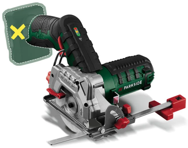 Accu-handcirkelzaag 12V zonder accu - Toerental: 1400 tpm - Zaaghoek: 0–45° - Zaagdiepte: max. 26 mm (bij 0°) - Zaagblad: Ø85 x Ø15 mm - Exclusief accu en snellader de Parkside – image du produit