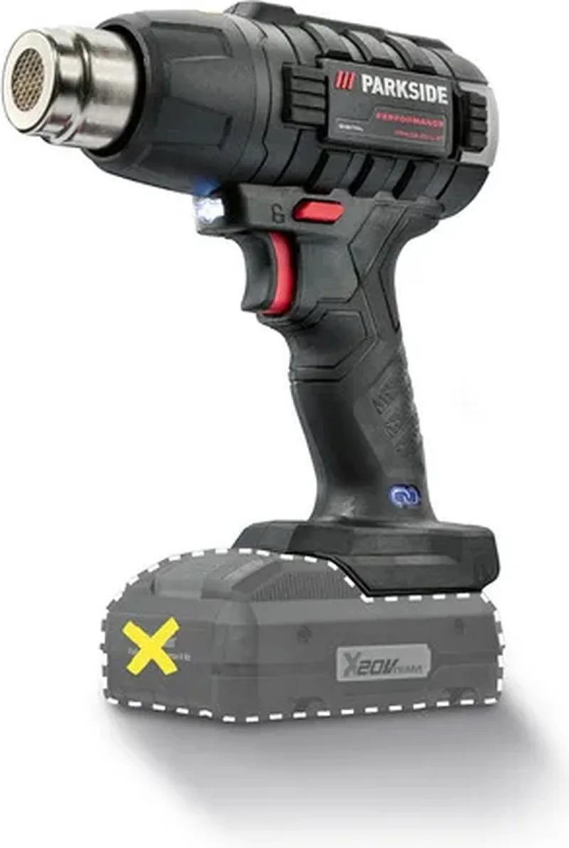 Accu-heteluchtpistool 20V zonder accu - Temperatuur: 50/500 °C - Luchtvolume: 150/300 l/min (6 traps) - Universeel apparaat voor afkrabben, vervormen of verwarmen von Parkside – Produktbild