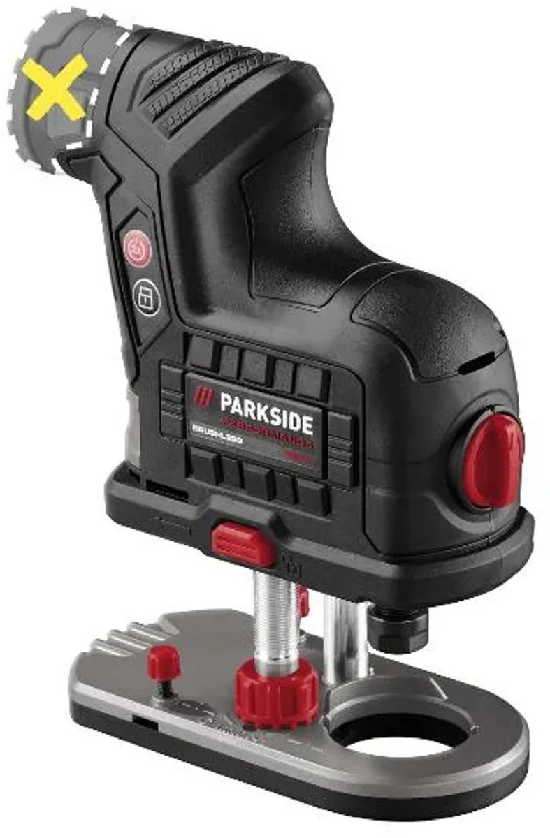 Accu-kantenfrees 12 V zonder accu en lader - Freesmachine - Toerental: 13.000 tpm - Opname: 6 en 8 mm - Freeskolomhoogte: 36 mm - Voor de veelzijdige en precieze bewerking van hout de Parkside, Noir – image du produit