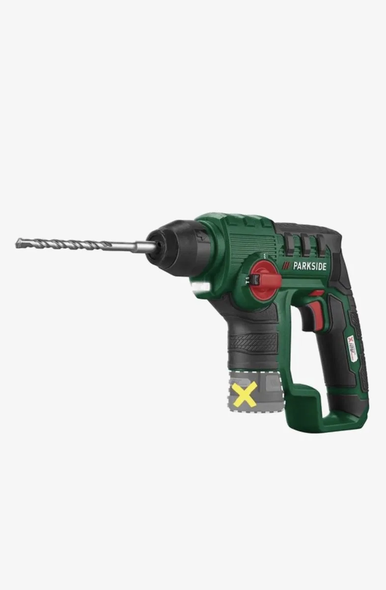 Accu-klopboor 12V zonder accu - Toerental: 0/900 tpm - Slagenergie: 1 joule - Slagfrequentie: 0/4800 spm - Inclusief 4 SDS-betonboren (4 mm / 5 mm / 6 mm / 8 mm) de Parkside – image du produit