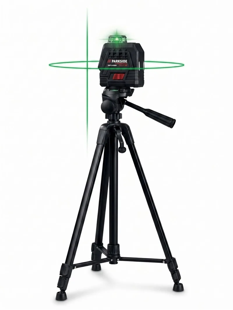 Accu-kruislijnlaser - 360° roterende laser met horizontale projectie rondom en verticaal kruisende laserlijn by Parkside – product image