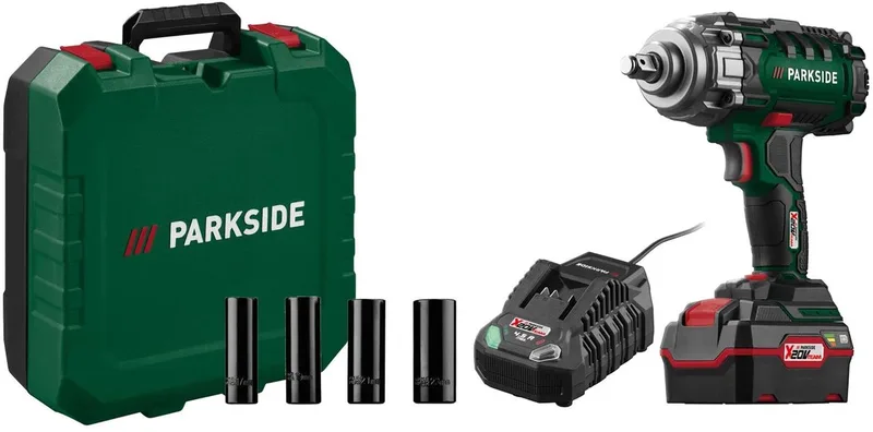 Accu-slagmoersleutel 20 V 400 Nm, met accu 4 Ah en snellader 4,5 A - Uit de serie PARKSIDE X 20 V Team - Koppel: 400 Nm van Parkside – productafbeelding 1 van 4