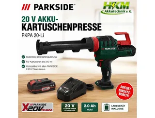 Akku-Kartuschenpistole PARKSIDE 20 V Akku-Kartuschenpresse PKPA 20-Li Akku 2.0 Ah / Ladegerät von Parkside – Produktbild 2 von 2