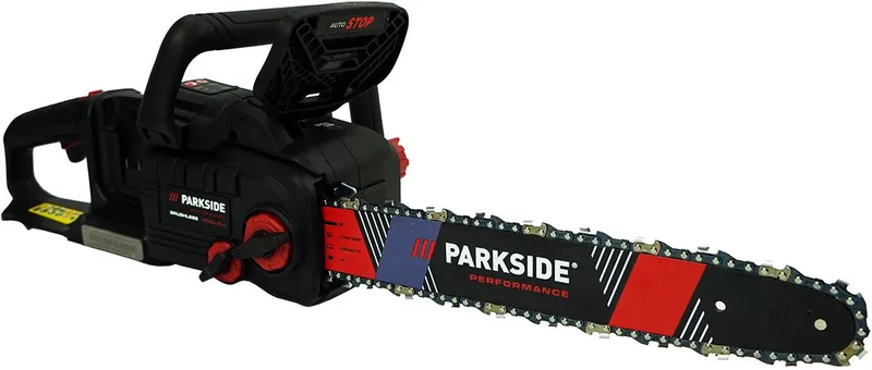 Akku-Kettensäge 40V Akku Kettensäge PPKSA 40-Li (ohne Akkus), 45,5 cm Schwertlänge, 2-Hand-Schutzschalter mit Ketten-Sofortstopp (0,12 Sek) fra Parkside – produktbillede 1 af 3