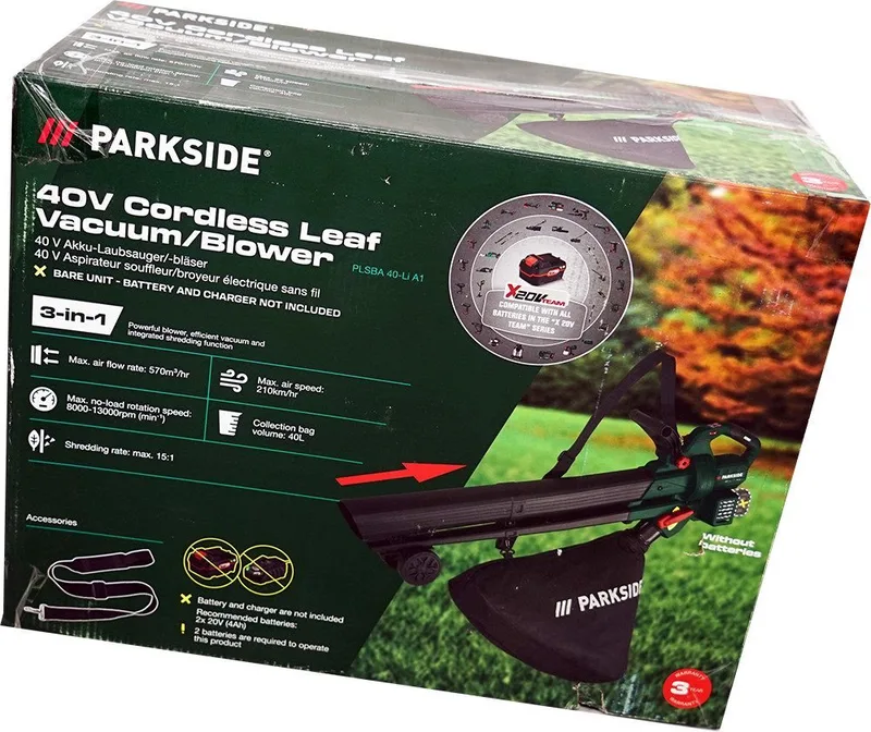 Akku-Laubsauger 40V Akku Laubsauger Laubbläser PLSBA 40 Laub Sauger Bläser Gebläse de Parkside – image du produit 4 sur 4