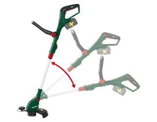 Akku-Rasentrimmer 20V Akku-Rasentrimmer Grasschneider PRTA 20-Li D3 ohne Akku&Ladegerät, mit Teleskopstiel & verstellbarem Schneidkopf von Parkside, Grün – Produktbild 2 von 5