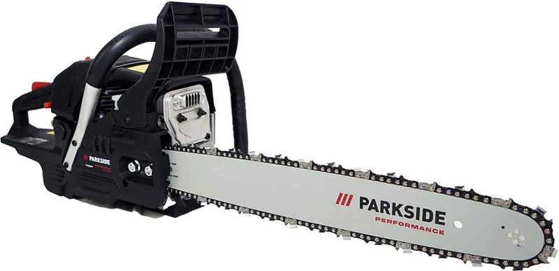 Benzin-Kettensäge Benzin Motorsäge Kettensäge PPBKS 56, 45 cm Schwertlänge fra Parkside, Sort – produktbillede 2 af 4