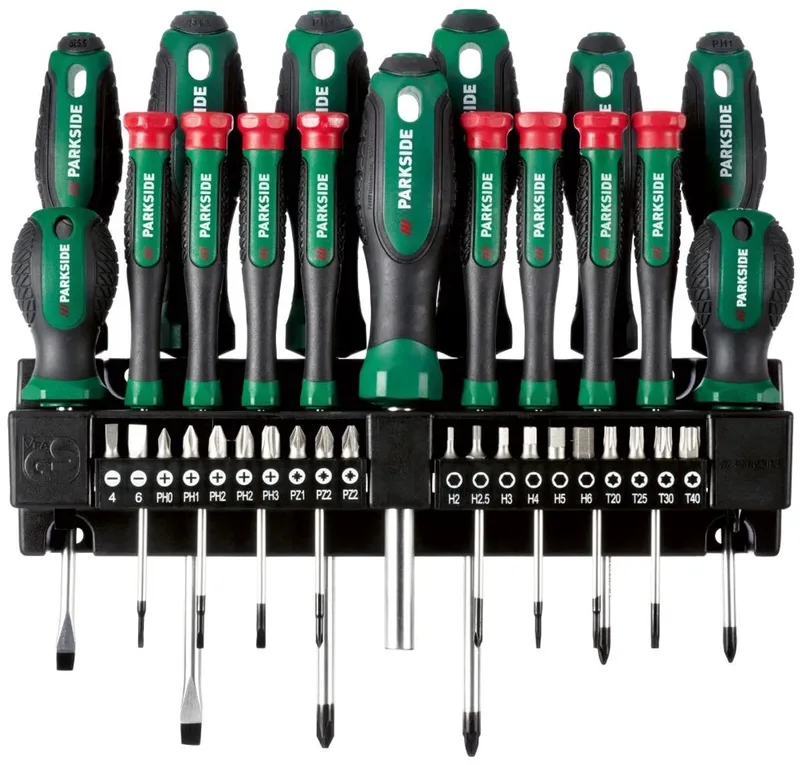 Bit- en schroevendraaier set met wandhouder - 37-delig von Parkside, Rot – Produktbild