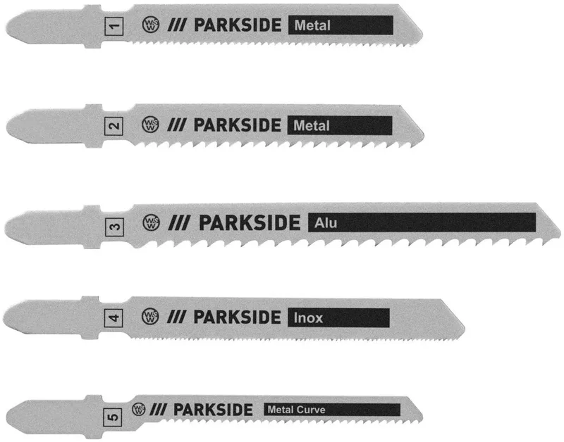 Decoupeerzaag bladen | Voor Hard Metaal / Zacht Metaal / Inox & Aluminum | Decoupeerzaag mesjes | Decoupeerzaagjes-set | Sabel / Sabre zaagblad | Geschikt voor alle Decoupeerzagen | 5X stuks de Parkside – image du produit